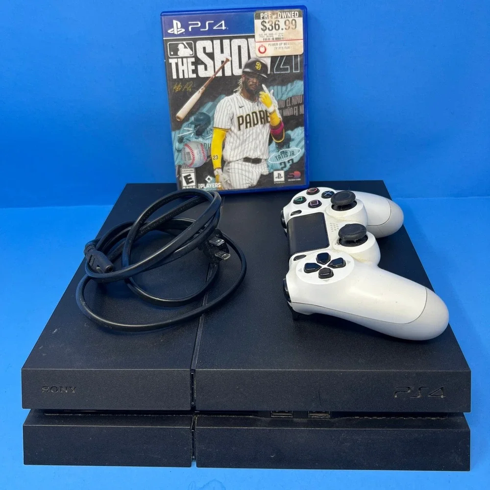 Sony PlayStation 4 500GB Black Console Bundle MLB The Show 21 White Controller